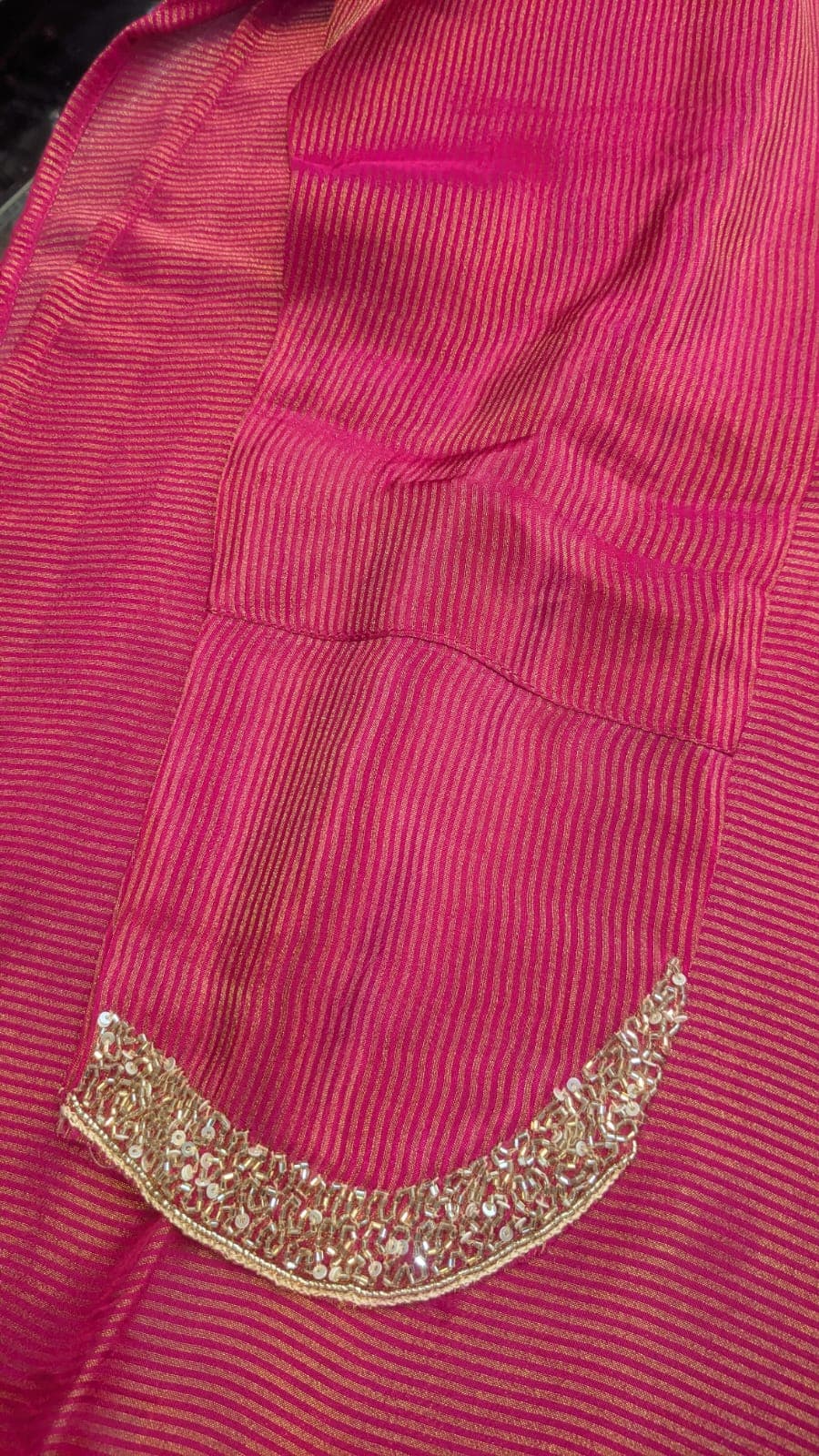Royal Rani Pink Gold Embroidered Straight Kurta Pant Set with Paisley Dupatta thumbnail 4