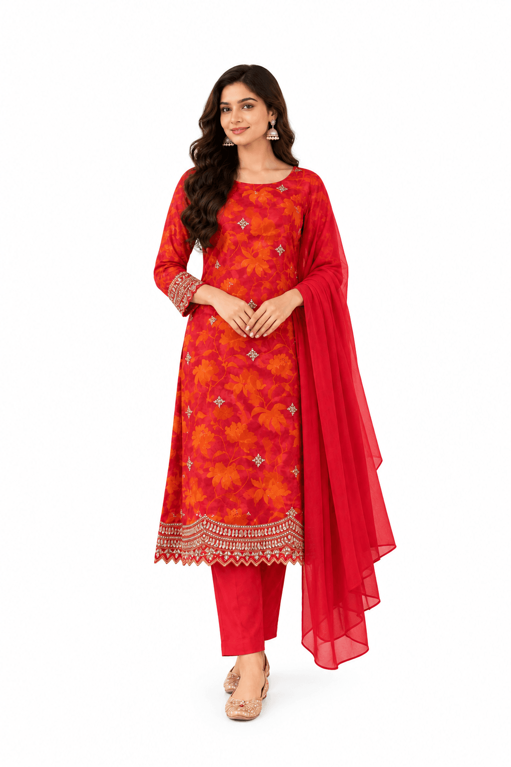 Red Orange Floral